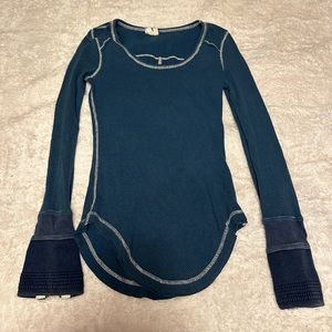 We the Free Free People cuff thermal teal blue